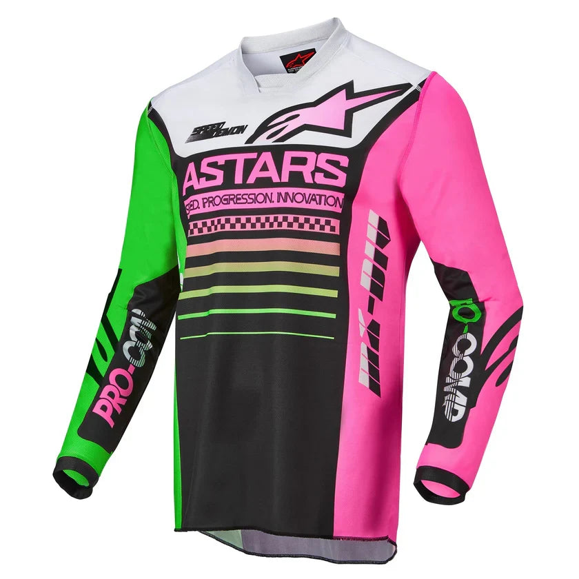 Jersey Alpinestars Racer Compass - Black Green Neon Pink Fluo - 3762122-1669 - vista 1