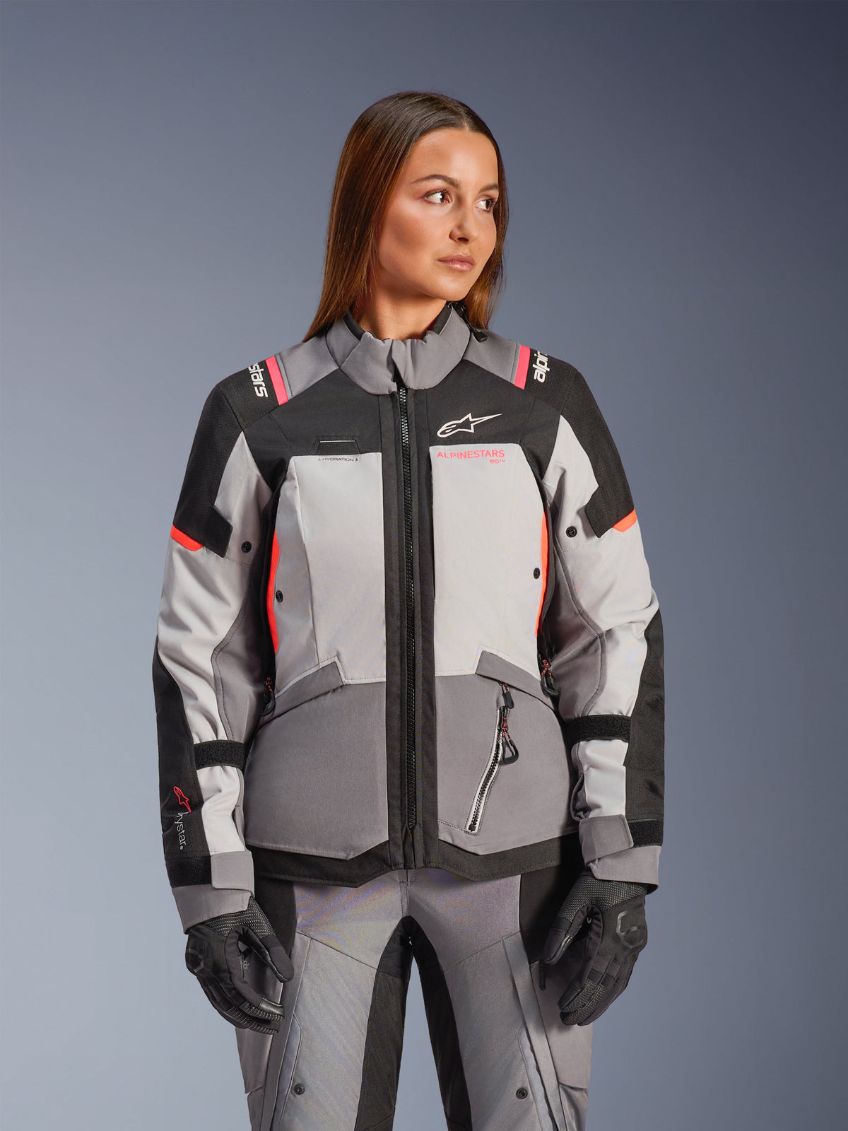 Chaqueta Alpinestars Stella Andes V4 Drystar® - Dk Gray Ice Gray Bk Coral Fl