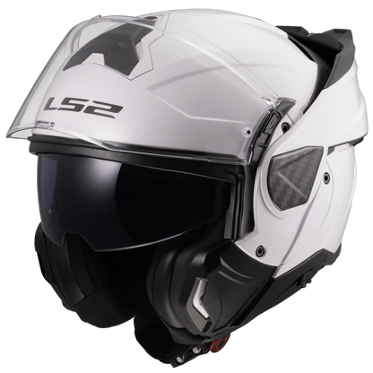 Casco LS2 Advant II Solid - White Gloss - mentonera abierta a 180 grados