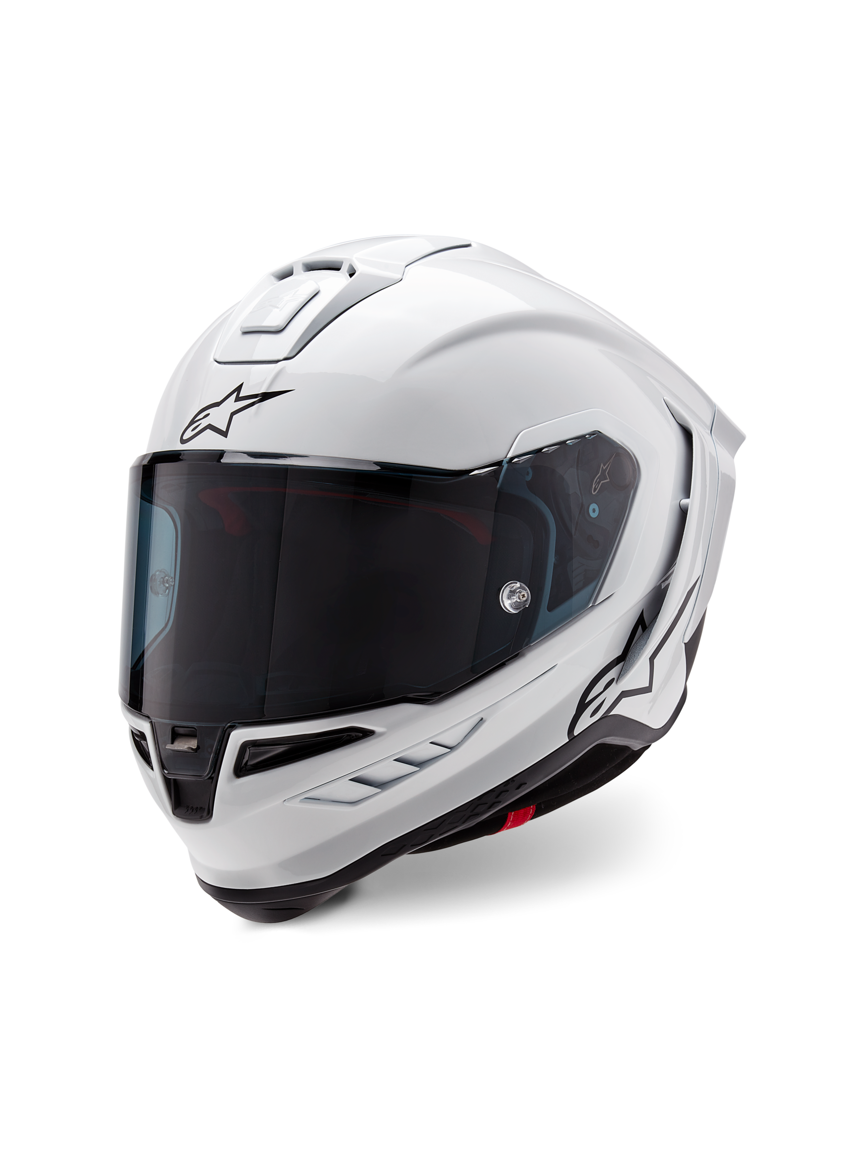 Casco Alpinestars Supertech R10 Solid - White Glossy Black Matt - Vista tres cuartos