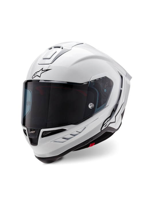 Casco Alpinestars Supertech R10 Solid - White Glossy Black Matt - Vista tres cuartos