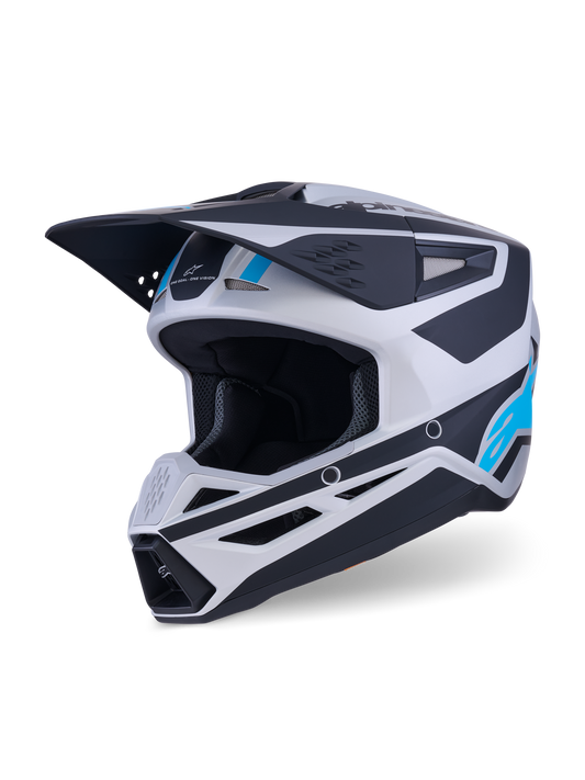 Casco Alpinestars S-M3 Heat ECE 22.06 - Silver Blue Black Matt - Vista tres cuartos