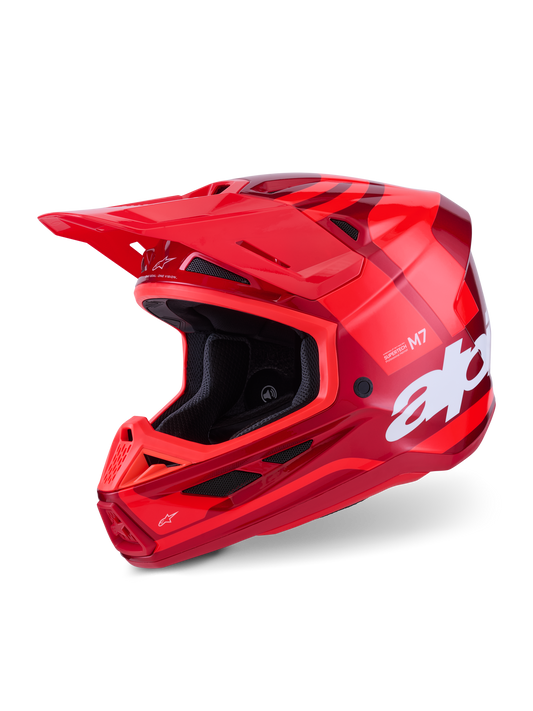 Casco Alpinestars S-M7 Core ECE 22.06 - Red Glossy - Vista tres cuartos
