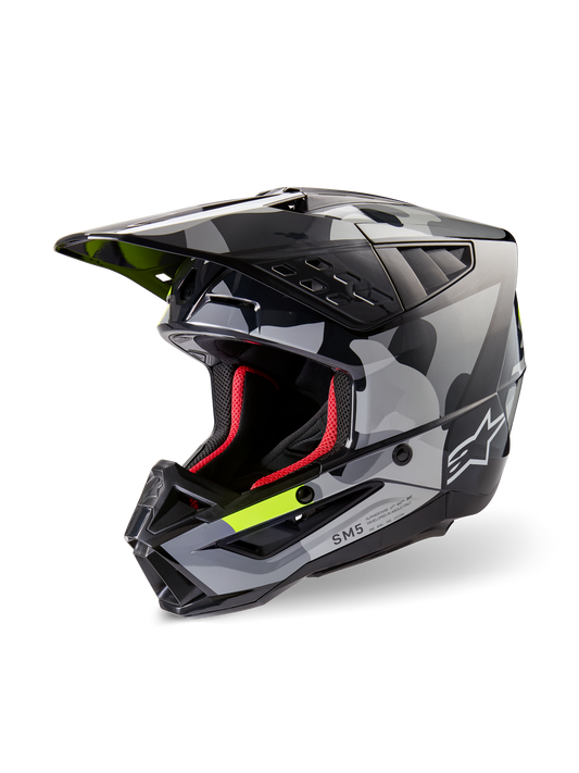 Casco Alpinestars S-M5 Rover 2 ECE 22.06 - Dark Gray Yellow Fluo Glossy - Vista tres cuartos