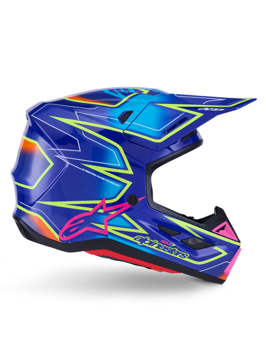 Casco Alpinestars S-M7 Cast ECE 22.06 - Blue Pink Yellow Fluo Glossy