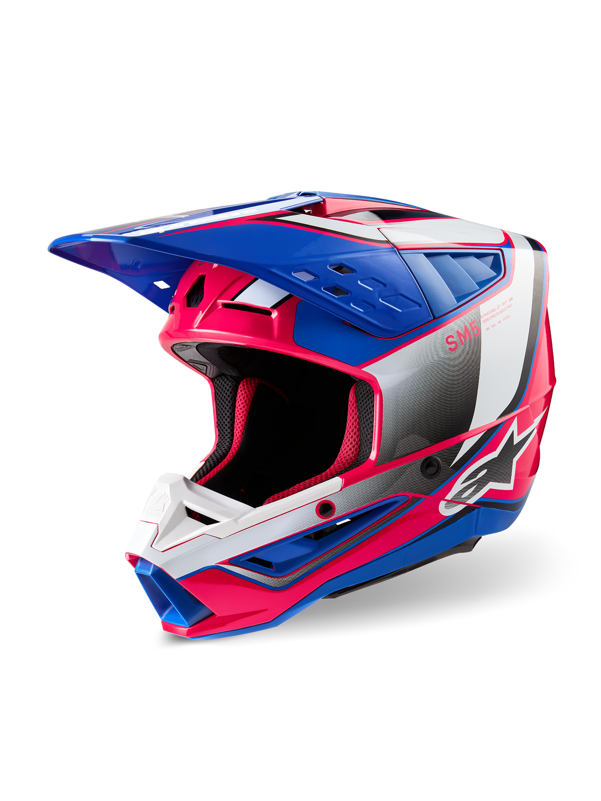 Casco Alpinestars S-M5 Sail - White Diva Pink Enamel Blue Glossy
