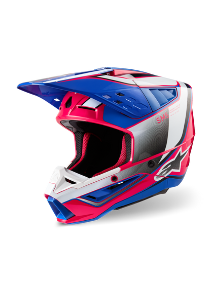 Casco Alpinestars S-M5 Sail - White Diva Pink Enamel Blue Glossy