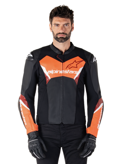 Chaqueta  Alpinestars Faster V3 cuero - Black Red Fluo