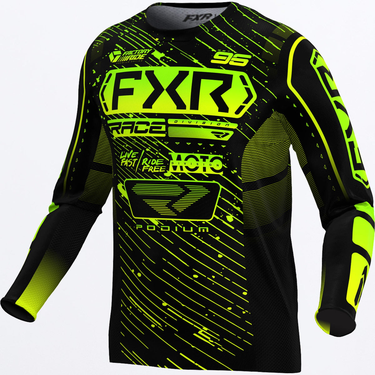 Jersey FXR Podium MX - Black/HiVis/Lime - vista oficial 1