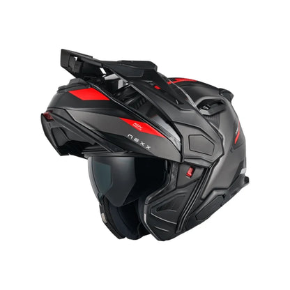 Casco Nexx X.LIFECOUNTRY Terra - GREY.RED MT - vista 4 - mentonera abierta